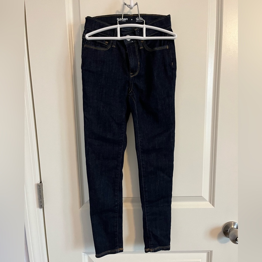 Old Navy High Rise Rockstar Jeggings: washed but never worn; dark blue wash